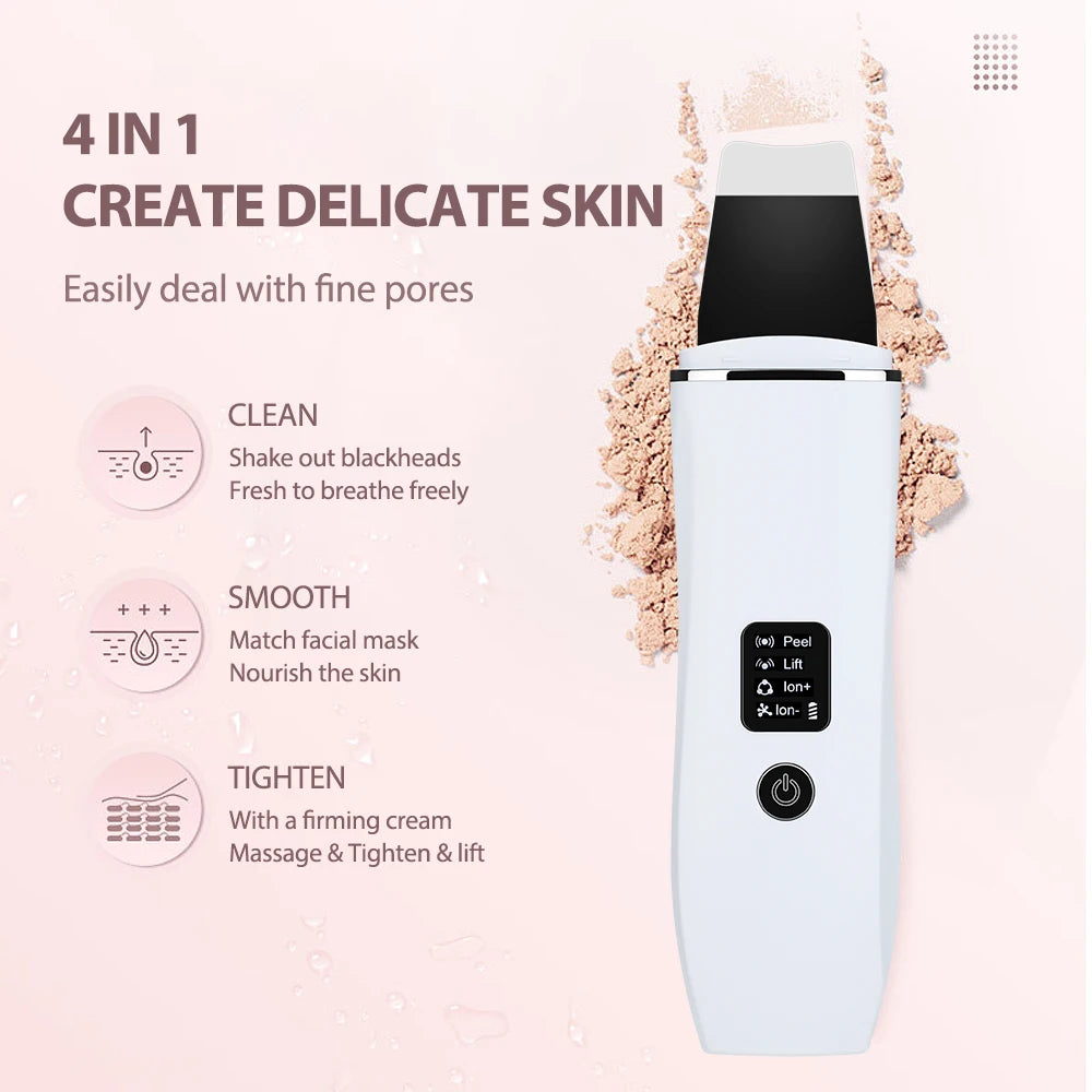 Ultrasonic Skin Scrubber Peeling Shovel Acne Blackhead Remover High-frequency Vibration Pore Deep Cleansing Facial Lifting Tools