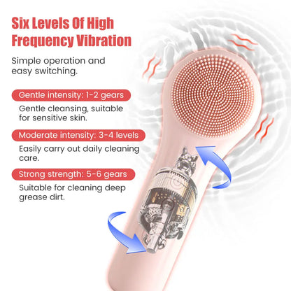 Electric Sonic Waterproof Facial Cleansing Brush Skin Deep Cleaning Scrubber Exfoliating Vibrating Deep Clean Face Cleaner Tool