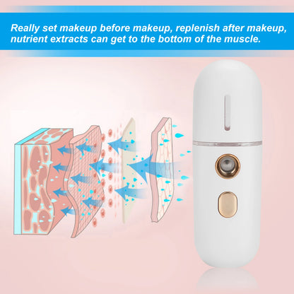 Portable Humidifier Nano Mister Facial Steamer Device Beauty Spray Hydrating Apparatus Cold Spray Apparatus USB Rechargeable