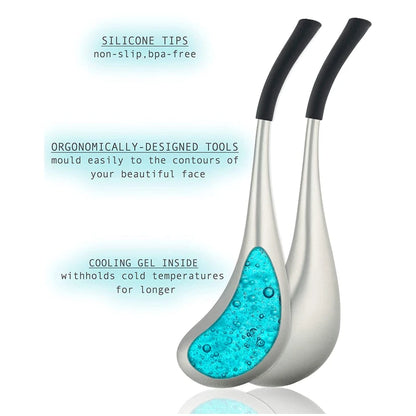 1/2PCS Ice Globes for Face Stainless Steel Golden Silver Cryo Sticks Face Roller Cold Heat Relief Beauty Facial Massage Tools