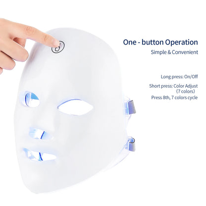 7 Colors LED Photon Facial Mask Skin Rejuvenation Anti Acne Facial Beauty Mask Red Light Skin Care Repair Skin Wireless Use