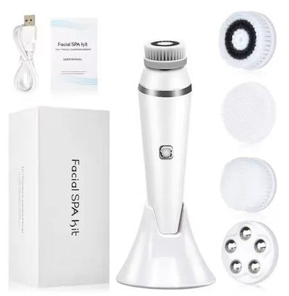 4 in 1 Electric Facial Cleansing Brush Sonic Waterproof Rotate Rechargeable Face Cleaning Device Pore Cleaner Skin Care Tool