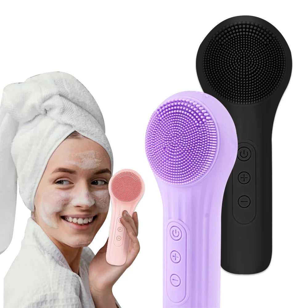 Electric Sonic Waterproof Facial Cleansing Brush Skin Deep Cleaning Scrubber Exfoliating Vibrating Deep Clean Face Cleaner Tool