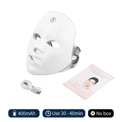 7 Colors LED Photon Facial Mask Skin Rejuvenation Anti Acne Facial Beauty Mask Red Light Skin Care Repair Skin Wireless Use